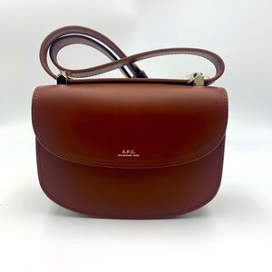 New A.P.C. Brown Calf Leather Geneve Convertible Shoulder Bag Crossbody. $425